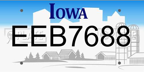 EEB7688 Iowa License Plate