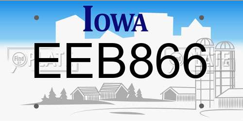 EEB866 Iowa License Plate