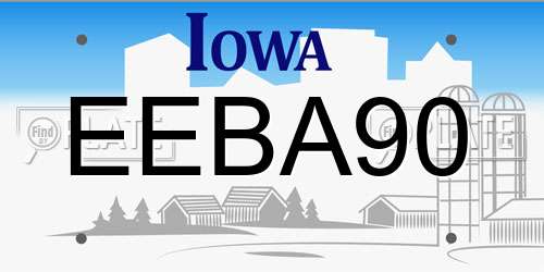 EEBA90 Iowa License Plate