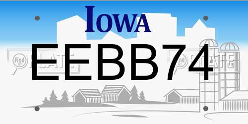 EEBB74 Iowa License Plate