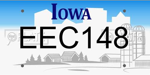 EEC148 Iowa License Plate