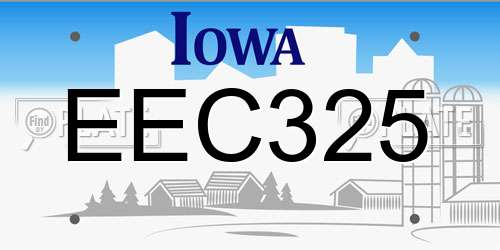 EEC325 Iowa License Plate