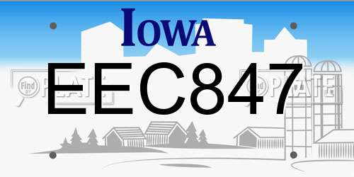 EEC847 Iowa License Plate