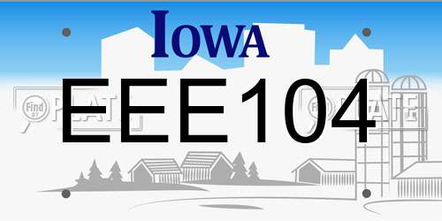 EEE104 Iowa License Plate