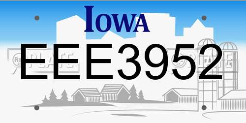 EEE3952 Iowa License Plate