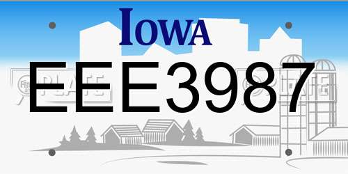 EEE3987 Iowa License Plate