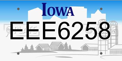 EEE6258 Iowa License Plate