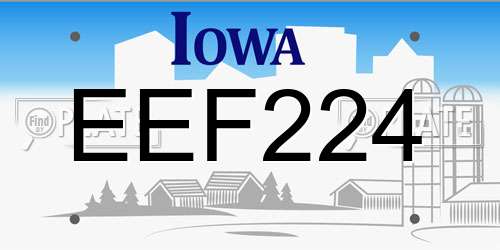 EEF224 Iowa License Plate