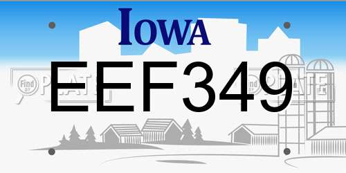 EEF349 Iowa License Plate