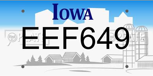 EEF649 Iowa License Plate
