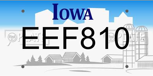 EEF810 Iowa License Plate