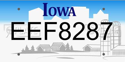 EEF8287 Iowa License Plate