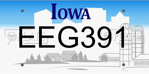 EEG391 Iowa License Plate