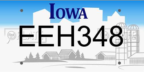 EEH348 Iowa License Plate