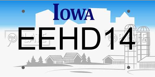 EEHD14 Iowa License Plate