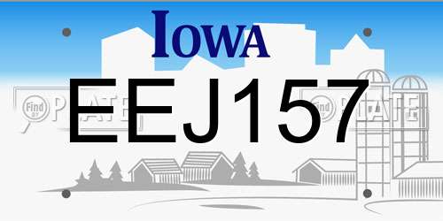EEJ157 Iowa License Plate