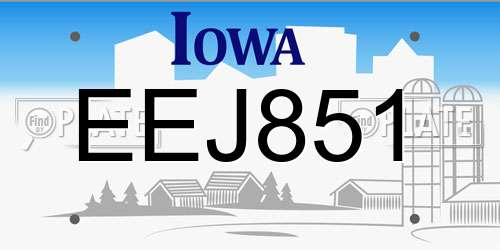 EEJ851 Iowa License Plate