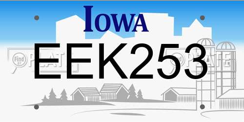 EEK253 Iowa License Plate