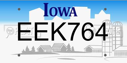 EEK764 Iowa License Plate