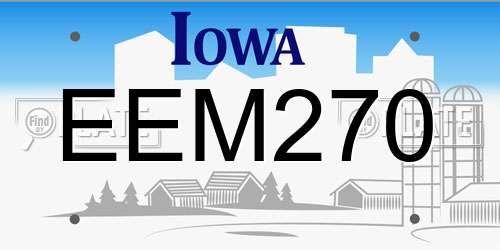 EEM270 Iowa License Plate
