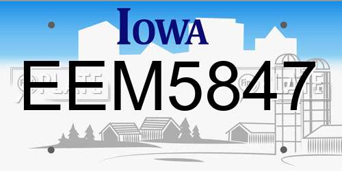 EEM5847 Iowa License Plate
