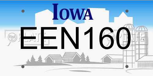 EEN160 Iowa License Plate