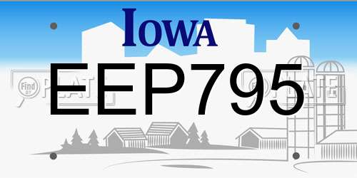 EEP795 Iowa License Plate