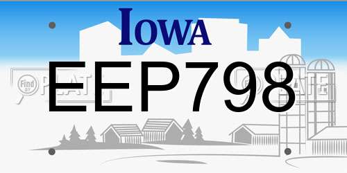EEP798 Iowa License Plate