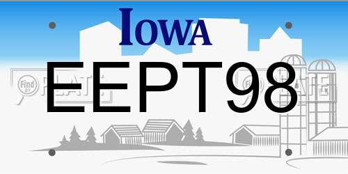 EEPT98 Iowa License Plate