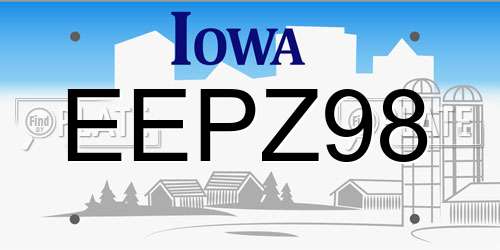 EEPZ98 Iowa License Plate