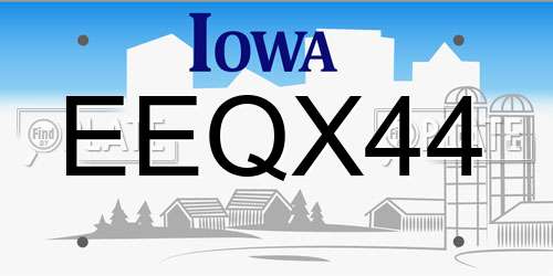 EEQX44 Iowa License Plate