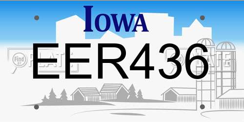 EER436 Iowa License Plate