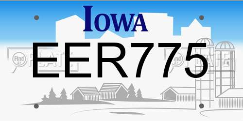 EER775 Iowa License Plate