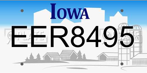 EER8495 Iowa License Plate
