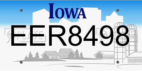 EER8498 Iowa License Plate