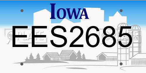 EES2685 Iowa License Plate