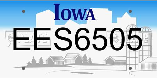 EES6505 Iowa License Plate