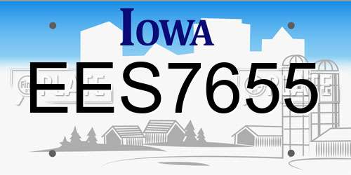 EES7655 Iowa License Plate