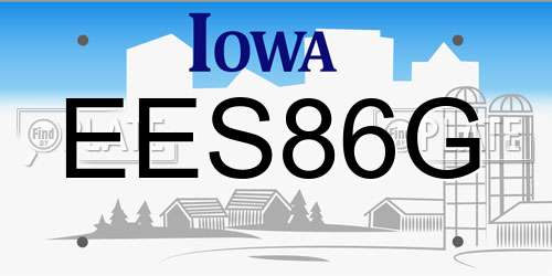 EES86G Iowa License Plate