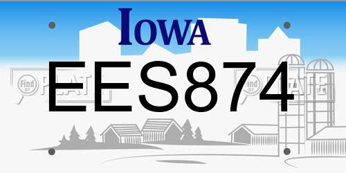 EES874 Iowa License Plate