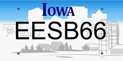 EESB66 Iowa License Plate