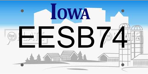 EESB74 Iowa License Plate