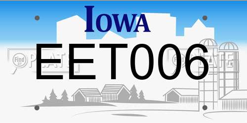 EET006 Iowa License Plate