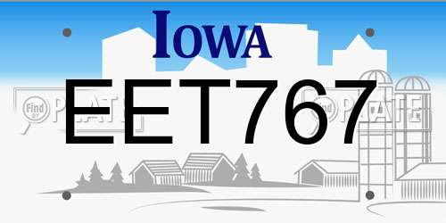 EET767 Iowa License Plate