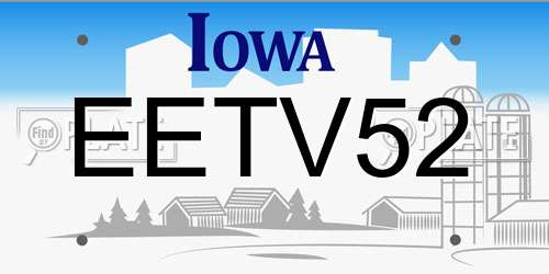 EETV52 Iowa License Plate