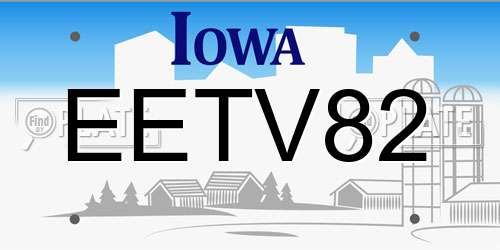 EETV82 Iowa License Plate