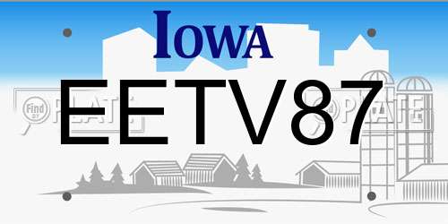 EETV87 Iowa License Plate