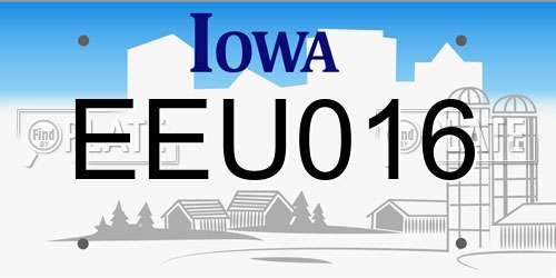 EEU016 Iowa License Plate
