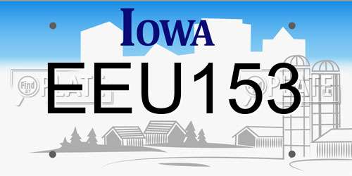 EEU153 Iowa License Plate