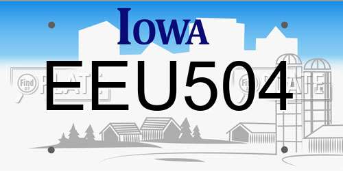 EEU504 Iowa License Plate